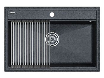 Кухонная мойка + коландер Paulmark PM117551-DG+R375-BS 75х50 цвет серый